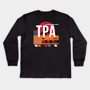 Vintage Tampa Florida TPA Airport Code Travel Day Retro Air Travel Kids Long Sleeve T-Shirt